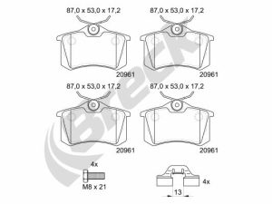 Set placute frana BRECK 20961 10 704 00 – FORD | AutoRival