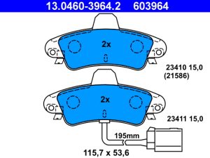 Set placute frana ATE 13.0460-3964.2 – FORD | AutoRival