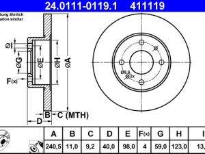 Disc frana ATE 24.0111-0119.1 – FORD | AutoRival