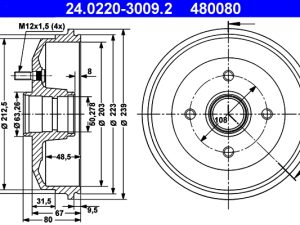 Tambur frana ATE 24.0220-3009.2 – FORD | AutoRival