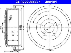 Tambur frana ATE 24.0222-8033.1 – FORD | AutoRival