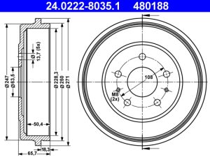 Tambur frana ATE 24.0222-8035.1 – FORD | AutoRival