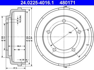 Tambur frana ATE 24.0225-4016.1 – FORD | AutoRival
