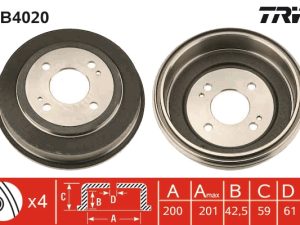 Tambur frana HONDA CIVIC V limuzina (EG, EH) 1.5 (EG8) benzina 101 cai TRW DB4020