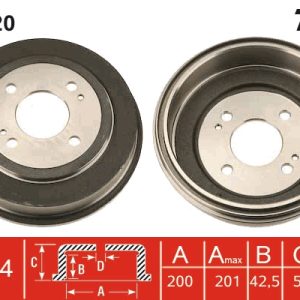 Tambur frana HONDA CIVIC V limuzina (EG, EH) 1.5 (EG8) benzina 101 cai TRW DB4020