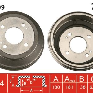 Tambur frana HONDA CIVIC V Hatchback (EG) 1.5 i 16V (EG4) benzina 94 cai TRW DB4109