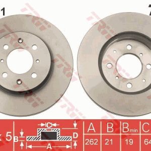 Disc frana HONDA CIVIC VII Hatchback (EU, EP, EV) 1.4 i (EP1, EU7) benzina 75 cai TRW DF3021