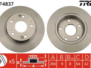 Disc frana HONDA CIVIC VIII Hatchback (FN, FK) 1.4 (FK1) benzina 83 cai TRW DF4837