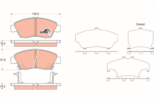 Placute frana HONDA CIVIC VIII limuzina (FD, FA) 1.3 IMA (FA3) benzina/elector 112 cai TRW GDB3375