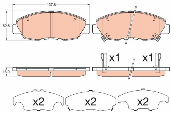 Placute frana HONDA CIVIC IX (FK) 1.8 i-VTEC (FK2) benzina 141 cai TRW GDB3609