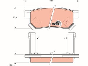 Placute frana HONDA CIVIC VI cupe (EJ, EM1) 1.6 i Vtec (EM1) benzina 160 cai TRW GDB499