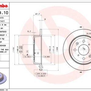 Disc frana HONDA CIVIC VI cupe (EJ, EM1) 1.6 (EJ6) benzina 107 cai BREMBO 08.5719.10