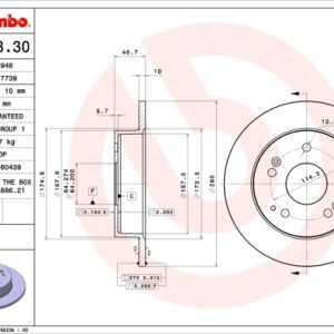 Disc frana HONDA CIVIC VII Hatchback (EU, EP, EV) 1.4 i (EP1, EU7) benzina 75 cai BREMBO 08.5803.30