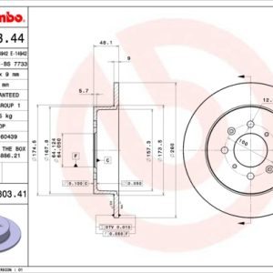 Disc frana HONDA CIVIC VII Hatchback (EU, EP, EV) 1.4 i (EP1, EU7) benzina 75 cai BREMBO 08.5803.41