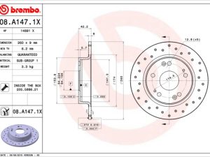 Disc frana HONDA CIVIC VIII Hatchback (FN, FK) 1.4 (FK1) benzina 83 cai BREMBO 08.A147.1X