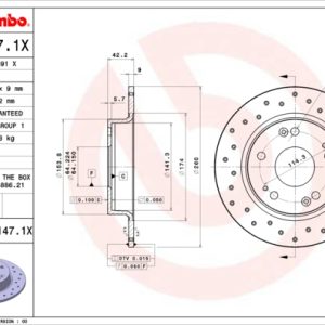 Disc frana HONDA CIVIC VIII Hatchback (FN, FK) 1.4 (FK1) benzina 83 cai BREMBO 08.A147.1X