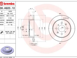 Disc frana HONDA CIVIC V limuzina (EG, EH) 1.6 4x4 benzina 125 cai BREMBO 08.A920.10