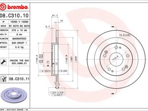 Disc frana HONDA CIVIC IX (FK) 1.4 i-VTEC (FK1) benzina 99 cai BREMBO 08.C310.11