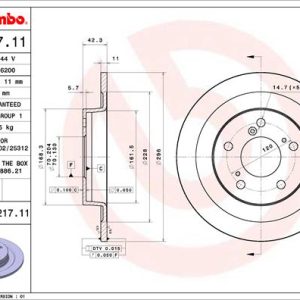 Disc frana HONDA CIVIC IX (FK) 2.0 i-VTEC Type R (FK2) benzina 310 cai BREMBO 08.D217.11