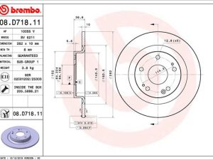 Disc frana HONDA CIVIC X hatchback (FC_, FK_) 1.0 VTEC (FK6) benzina 129 cai BREMBO 08.D718.11