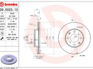 Disc frana HONDA CIVIC IV limuzina (ED, EF) 1.5 benzina 82 cai BREMBO 09.5023.10