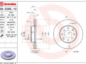 Disc frana HONDA CIVIC V cupe (EJ) 1.5 i LSi (EJ2) benzina 101 cai BREMBO 09.5285.11