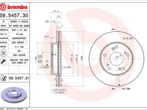Disc frana HONDA CIVIC VII Hatchback (EU, EP, EV) 1.4 i (EP1, EU7) benzina 75 cai BREMBO 09.5457.31