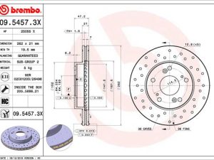 Disc frana HONDA CIVIC VIII limuzina (FD, FA) 1.3 (FD3) benzina 116 cai BREMBO 09.5457.3X