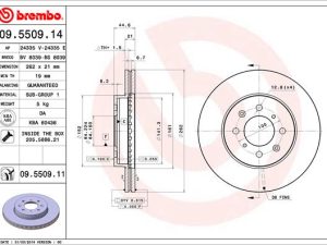 Disc frana HONDA CIVIC VIII limuzina (FD, FA) 1.3 IMA (FA3, FD3) benzina/elector 95 cai BREMBO 09.5509.11
