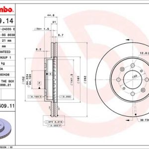 Disc frana HONDA CIVIC VIII limuzina (FD, FA) 1.3 IMA (FA3, FD3) benzina/elector 95 cai BREMBO 09.5509.11