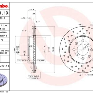 Disc frana HONDA CIVIC VI cupe (EJ, EM1) 1.6 (EJ6) benzina 107 cai BREMBO 09.5509.1X