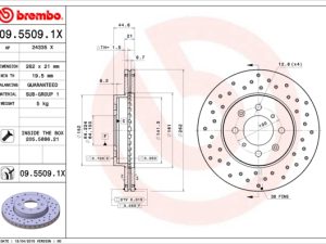 Disc frana HONDA CIVIC VIII limuzina (FD, FA) 1.3 IMA (FA3, FD3) benzina/elector 95 cai BREMBO 09.5509.1X