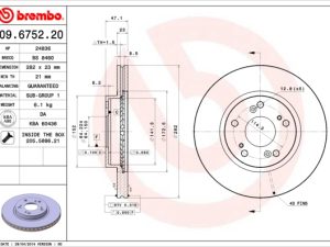 Disc frana HONDA CIVIC VII Hatchback (EU, EP, EV) 1.4 iS (EP1, EU5, EU7) benzina 90 cai BREMBO 09.6752.20