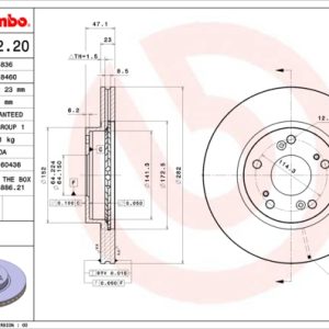 Disc frana HONDA CIVIC VII Hatchback (EU, EP, EV) 1.4 iS (EP1, EU5, EU7) benzina 90 cai BREMBO 09.6752.20