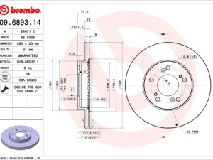 Disc frana HONDA HR-V (GH_) 1.6 16V (GH1, GH3) benzina 105 cai BREMBO 09.6893.11
