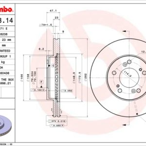 Disc frana HONDA HR-V (GH_) 1.6 16V (GH1, GH3) benzina 105 cai BREMBO 09.6893.11
