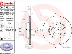 Disc frana HONDA HR-V (RU) 1.5 (RU1) benzina 130 cai BREMBO 09.7932.11