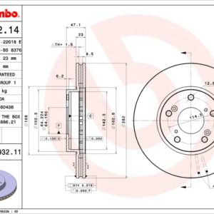 Disc frana HONDA HR-V (RU) 1.5 (RU1) benzina 130 cai BREMBO 09.7932.11