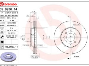 Disc frana HONDA CIVIC V limuzina (EG, EH) 1.5 (EG8) benzina 101 cai BREMBO 09.9936.11