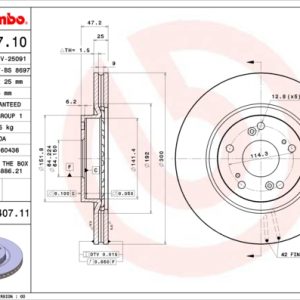 Disc frana HONDA CIVIC VIII Hatchback (FN, FK) 2.0 i-VTEC Type R (FN2) benzina 241 cai BREMBO 09.A407.11