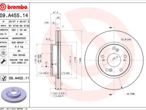 Disc frana HONDA CIVIC XI limuzina (FE) 1.5 Turbo Eco LPG (FE1) Benzina/Autogaz (GPL) 129 cai BREMBO 09.A455.11