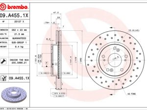 Disc frana HONDA CIVIC IX limuzina (FB) 1.8 (FB2) benzina 141 cai BREMBO 09.A455.1X