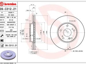 Disc frana HONDA CIVIC X hatchback (FC_, FK_) 1.0 VTEC (FK6) benzina 129 cai BREMBO 09.C312.21