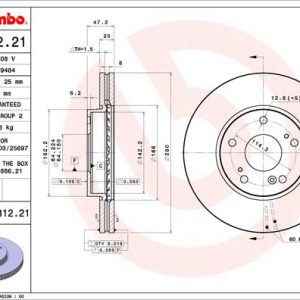 Disc frana HONDA CIVIC X hatchback (FC_, FK_) 1.0 VTEC (FK6) benzina 129 cai BREMBO 09.C312.21
