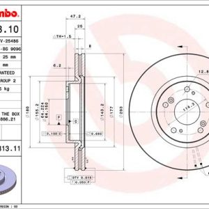 Disc frana HONDA CIVIC X hatchback (FC_, FK_) 1.5 VTEC (FK7) benzina 182 cai BREMBO 09.C313.11