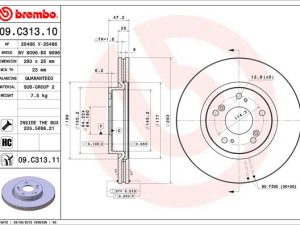 Disc frana HONDA CIVIC X limuzina (FC_) 1.5 VTEC (FC1) benzina 182 cai BREMBO 09.C313.11