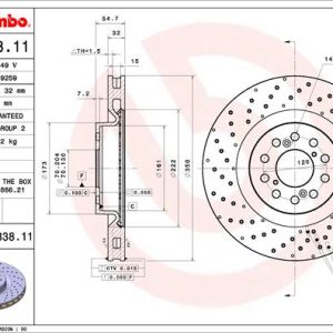 Disc frana HONDA CIVIC IX (FK) 2.0 i-VTEC Type R (FK2) benzina 310 cai BREMBO 09.C338.11