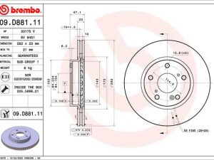 Disc frana HONDA CIVIC X hatchback (FC_, FK_) 1.0 VTEC (FK6) benzina 129 cai BREMBO 09.D881.11