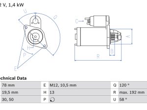 Electromotor HONDA CIVIC VII Hatchback (EU, EP, EV) 1.7 CTDi (EP4, EU9) diesel 100 cai BOSCH 0 986 019 361