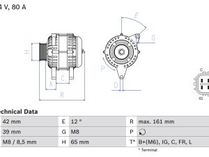 Alternator HONDA CIVIC VIII Hatchback (FN, FK) 1.4 (FK1) benzina 83 cai BOSCH 0 986 080 570